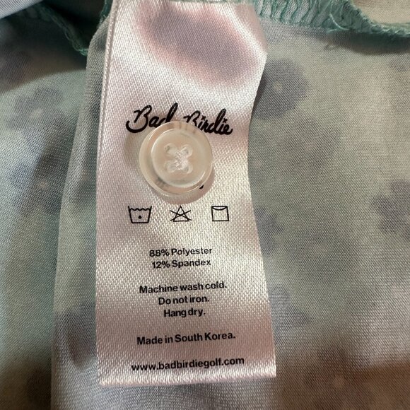 NWT Bad Birdie Men's Teal Floral Print Polyester Polo Shirt Medium MSRP $78 - Picture 4 of 7